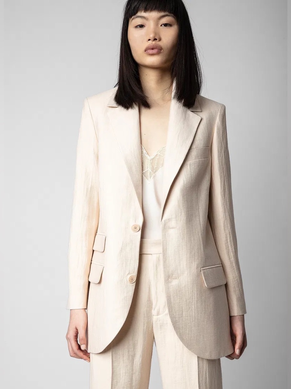 Zadig & Voltaire || Violet Linen Mix Blazer Blush Cream 34 XS